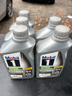 5 unopened quarts of 0w-20 mobile 1 oil