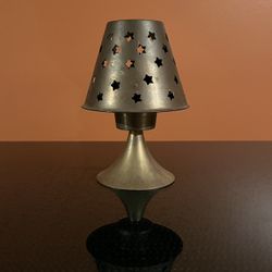 Vintage Brass Tealight Or Votive Candle Holder With Star Cutouts 6”