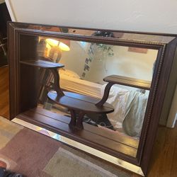 Vintage 1970s Mirror With Shelves