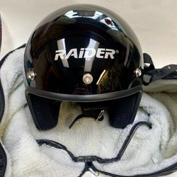 Raider Open Face Helmet, Black Sz Large, NEW in Box W/ Bag