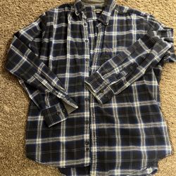 Eddie Bauer Shirt Mens XLarge Blue Black Plaid Button Down Classic Fit Flannel