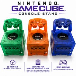Nintendo GameCube Console w/Game Boy & Controller Display Stand 3D Printed Clear