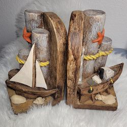 Vintage Nautical Heavy Plaster/chalk Bookends 