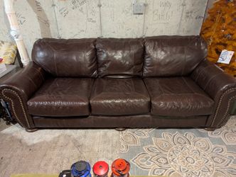 Nice Leather Sofa Hardly Used From Jordan’s