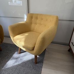 Modern Yellow Upholstery Accent Chair