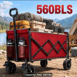 New Red XXL Capacity Heavy-Duty Wagon with 360 all terrain large tires - holds 560 lbs