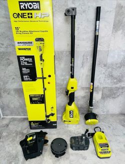 RYOBI HP 18V Brushless Whisper Series 15” String Trimmer + 4.0 Battery & Charger New