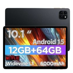 Android Tablet 10 Inch with Android 15 System,12GB RAM 64GB ROM (Up to 2TB), 800×1280 Resolution, WiFi 6 & Bluetooth, Dual Speakers, 5MP+8MP, 6000mAh 