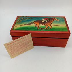 Enchanted World Of Boxes Jockey,Horse, Wood  Handpainted Hinged Decorative Box 