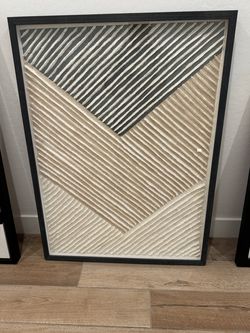 Beautiful Rice Paper Metric White with Charcoal Frame Artwork 30in x 40in