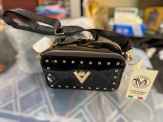 New ~ Valentino Orlandi Black Patent Leather Crossbody Bag