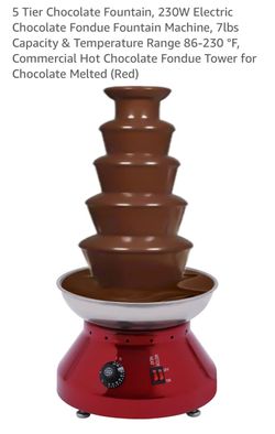 5 Tier Chocolate Fountain, 230W Electric Chocolate Fondue Fountain Machine, 7lbs Capacity & Temperature Range 86-230 °F, Commercial Hot Chocolate Fond