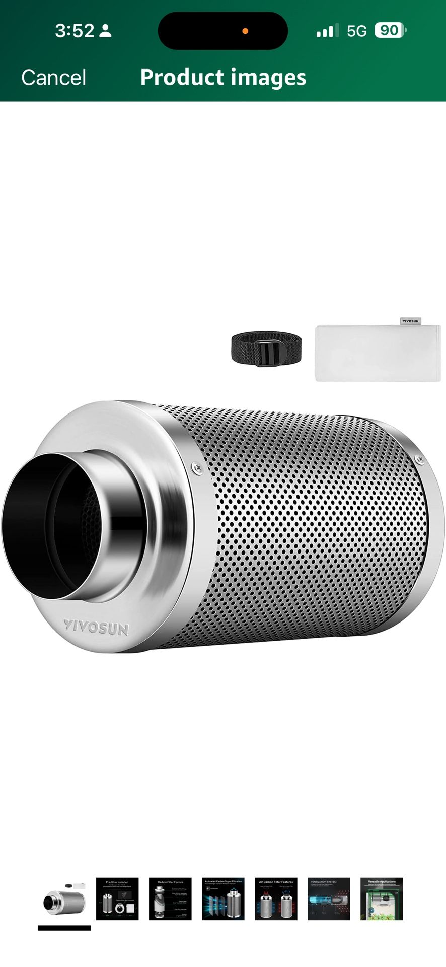 VIVOSUN 4 Inch Carbon Air Filter & Pre-filter for Odor Control, Inline Duct Fan Filter for Grow Tent, Grow Room, Greenhouse, Hydroponics, Indoor Grow