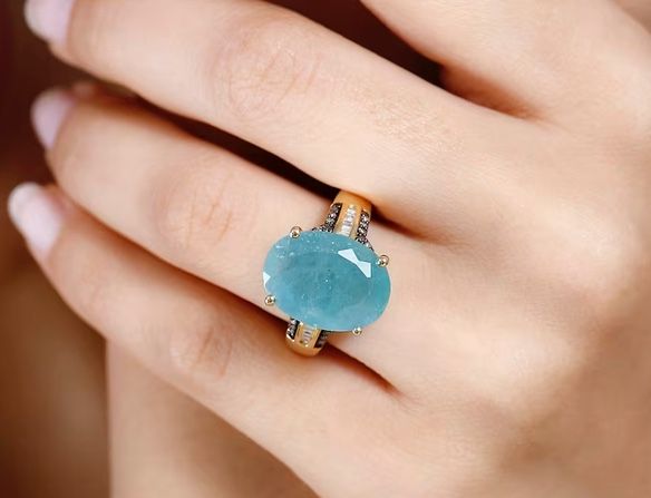 Premium Grandidierite, Natural Champagne & White Diamond Ring - Sz 6 - new!
