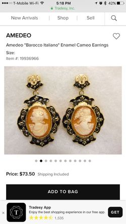 Beautiful Amedeo Cameo Earrings!