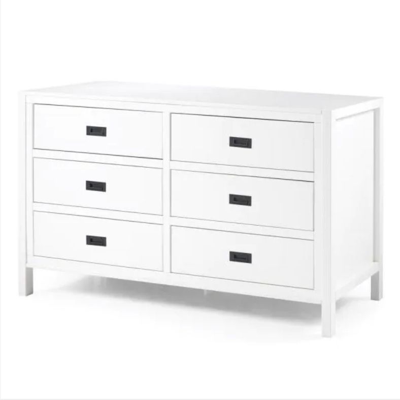 Welwick Designs 57" Classic Solid Wood 6-Drawer Dresser - White
