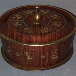 Vintage Faux Wood Metal Tin With Lid