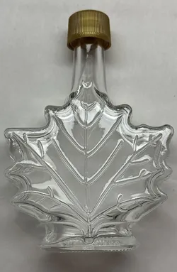 EMPTY maple leaf shaped Canada mini sample glass syrup bottle