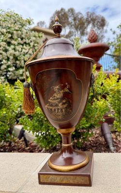 Vintage Decorative Asian Urn 18 x 9 two pieces