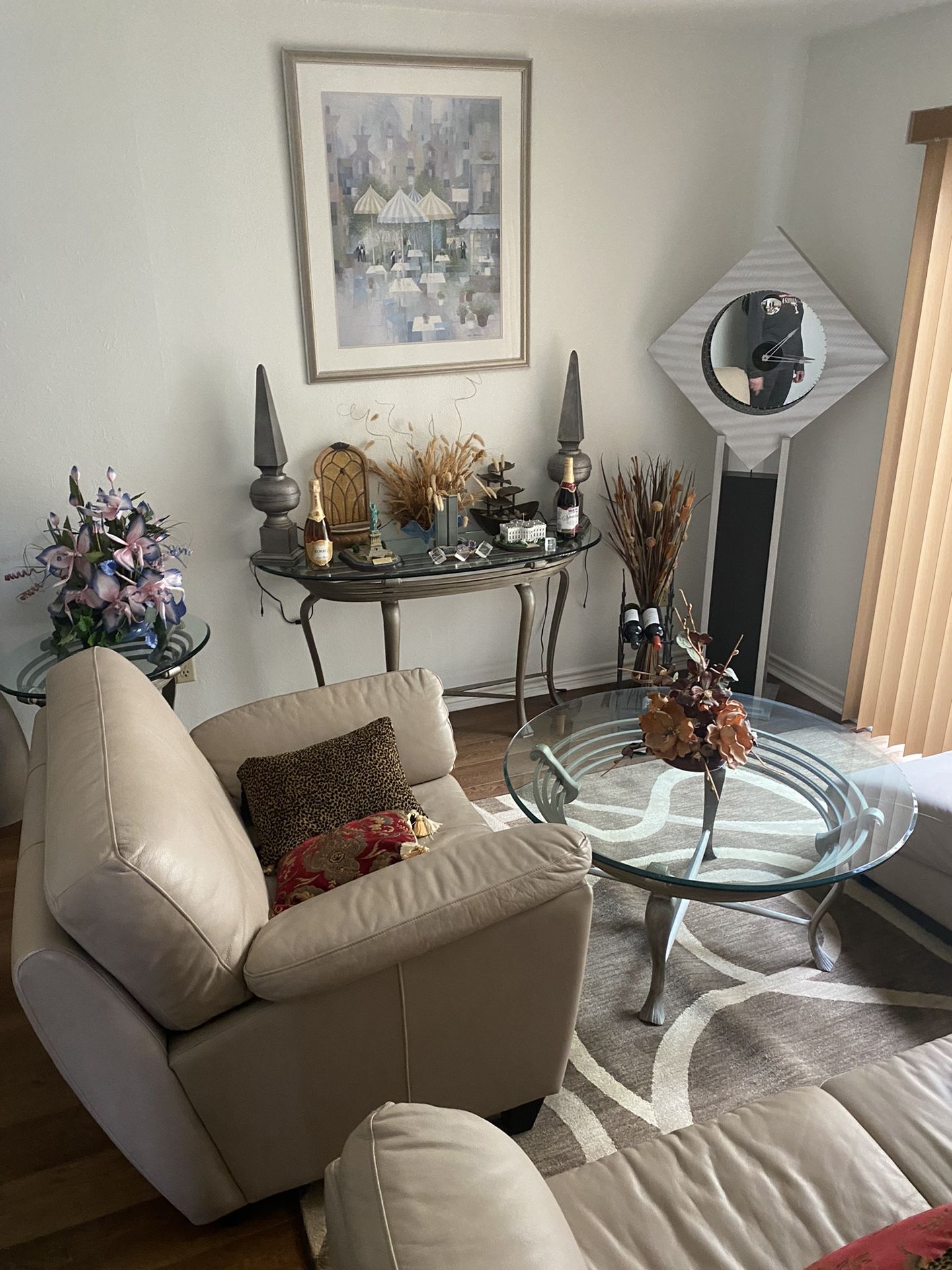 Rarely Used Real Leather Living Room Set Everything Included
