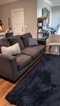 Sofa, chair, and area rug