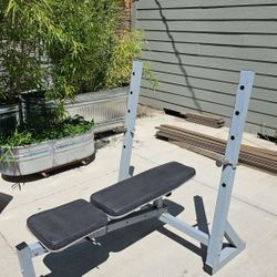 Adjustable Weight Bench with 6' Bar & Screw-on Weight Retaining Rings $75