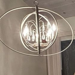 Modern 8-Light Orb Chandelier – RH Style, Brushed Nickel
