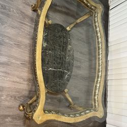 Glass Coffee Table With Marble Base 