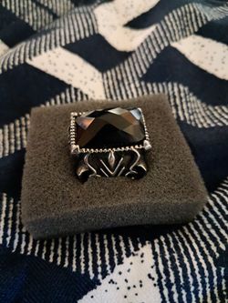 Steel & Onyx checkerboard cut ring