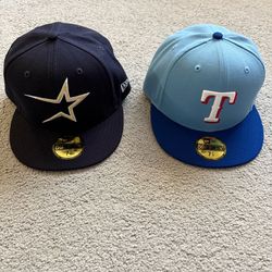 Texas Rangers & Houston Astros New Era 59Fifty MLB Fitted Hats Brand New