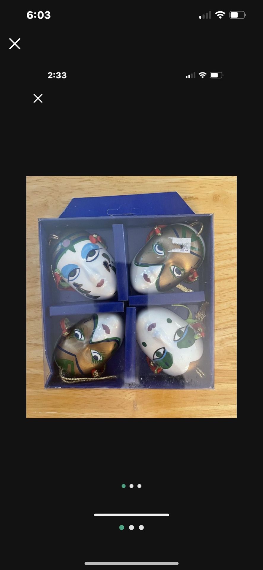 Vintage Ornaments Porcelain Masks Never Used