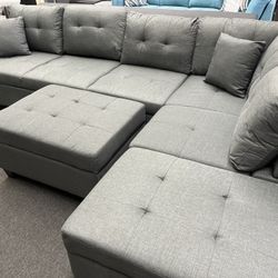 ✨Sectional Sofa W/ Storage Chaise, Ottoman and Cup Holders✨