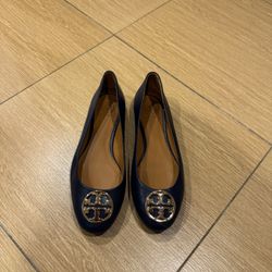 💙 Brand New Tory Burch Chelsea Ballet Flats - Size 7, Navy/Gold, New in Box