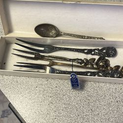 Real Silver Hors D’oeuvre Forks, And Spoon Never Been Used  835% Silver On The Tag