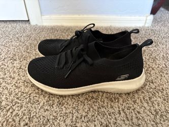 Skechers Women's Black Knit Ultra Flex Athletic Shoes