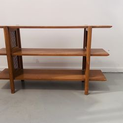 MCM Blond 3 Tier Console Bookcase Woven Inset Sides