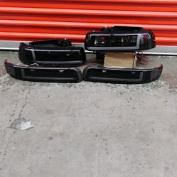 LED DRLFit For 1(contact info removed) Chevy Silverado 1(contact info removed) HD Headlight  Lamps Black