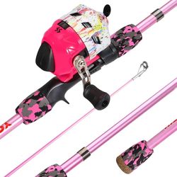 YONGZHI Kids Fishing Rod and Reel Combo,Light Weight Fishing Pole with Spincast Fishing Reel Tackle Bag Lures for Youth,Girls and Boys Good Starter Fi