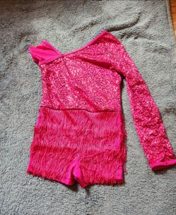 Dance Costume, sequence, fringe, one piece, shorts built in. Size 10-12.  Great Condition.