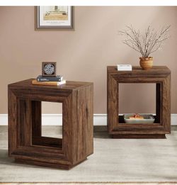 Set of 2 rustic end table P-4