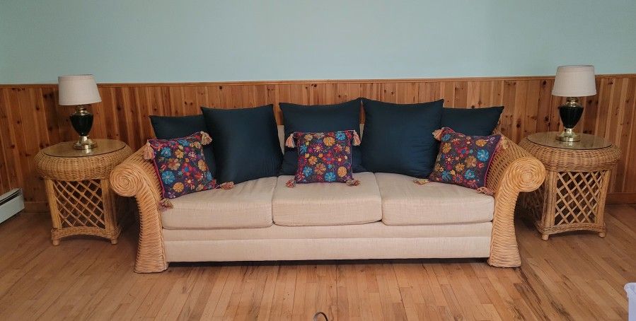 Rattan Couch For Sale Pristine Condition!