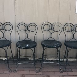 Vintage Ice Cream Chairs Original Wood Seat