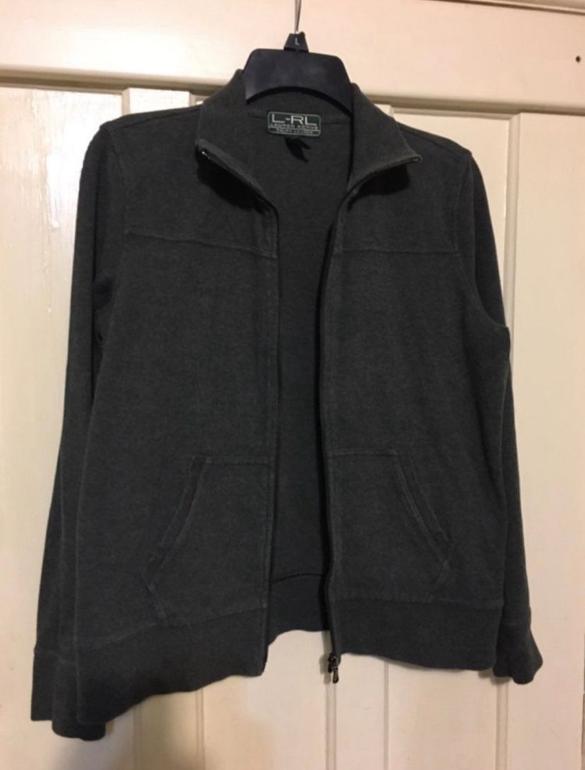Lauren Ralph Lauren Active Medium Gray Quilted Accent Full-Zip Pocket Women’s Jacke