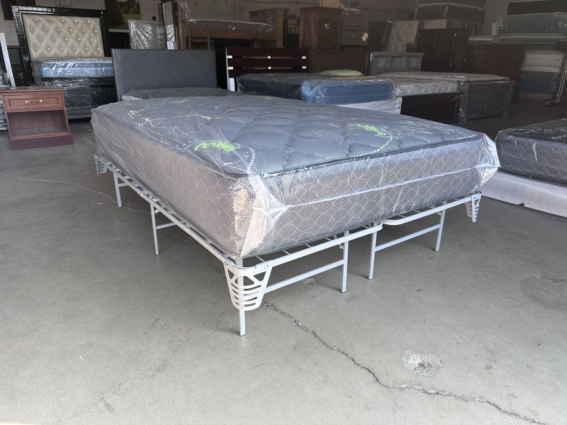 Full Size Metal Frame With Bamboo Mattress 