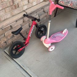 Strider Balance, Bike And Radio Three Wheel Scooter