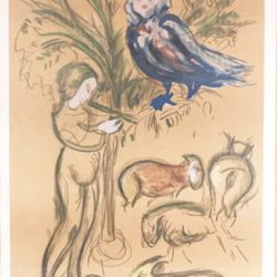 Marc Chagall blue Bird Flute Player In frame