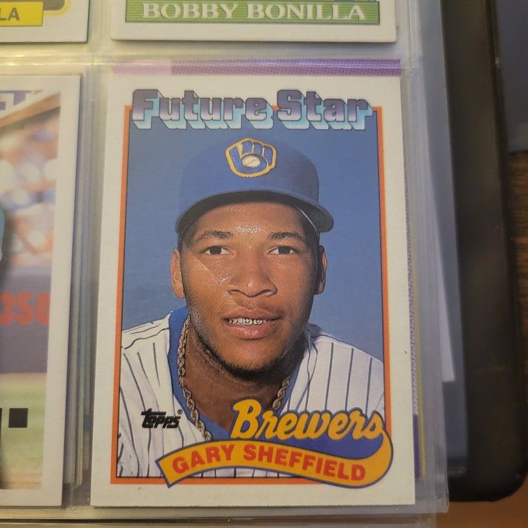 1989 Topps - Future Star Gary Sheffield #343 small gap between hat and Future Stars header (RC)