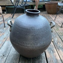Rare large vintage handmade hammered Copper vase vessel