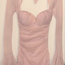 Glitter Sheer Long-Sleeve Midi Dress