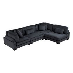 New Sectional Corduroy Black 